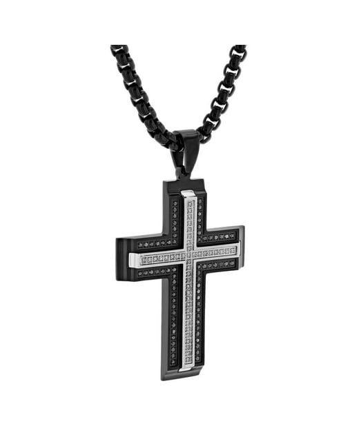 Robert Alton Black 1/2Ctw Diamond With Diamond Cross Pendant for men