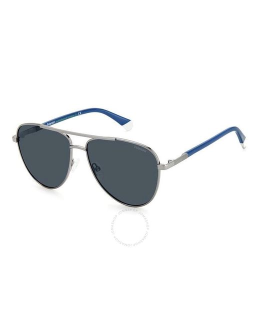 Polaroid Blue Core Polarized Smoke Pilot Sunglasses Pld 4126/s 0kj1/c3 58 for men