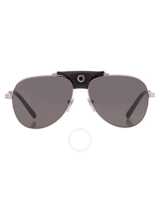BVLGARI Gray Dark Grey Pilot Sunglasses Bv5061q 400/b1 60