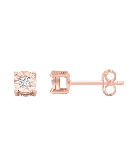 Haus of Brilliance Pink 10k Re-gold Plated Sterling Silver 1/10ct. Tdw Round-cut Diamond Miracle-plated Stud Earrings