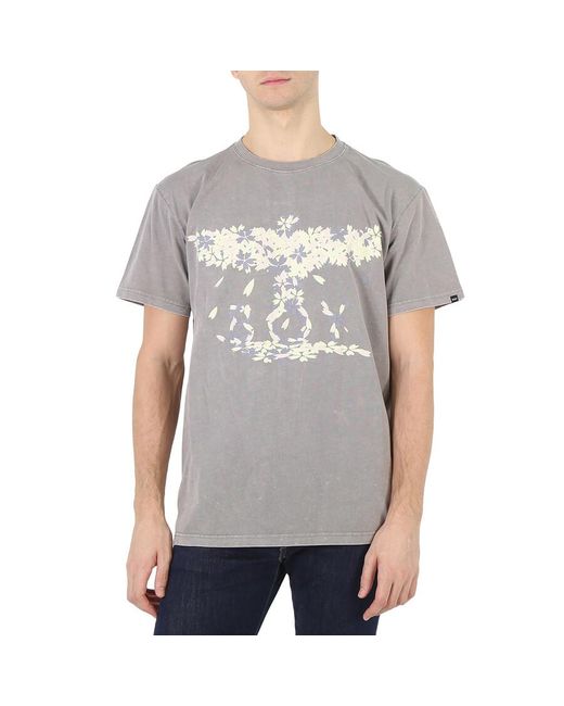 BOY London Gray Washed Boy Eagle Blossom Cotton T-shirt