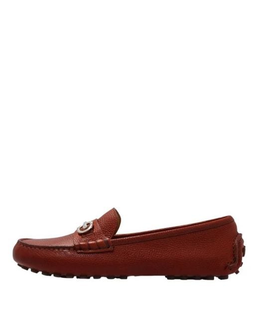 Ferragamo Red Odilia Driving Loafers