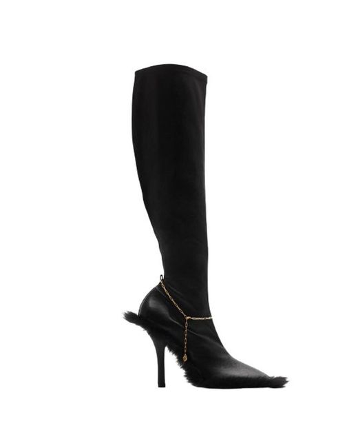 Burberry Black Leather Slinky Legging High Boots, Brand Size 38 Us