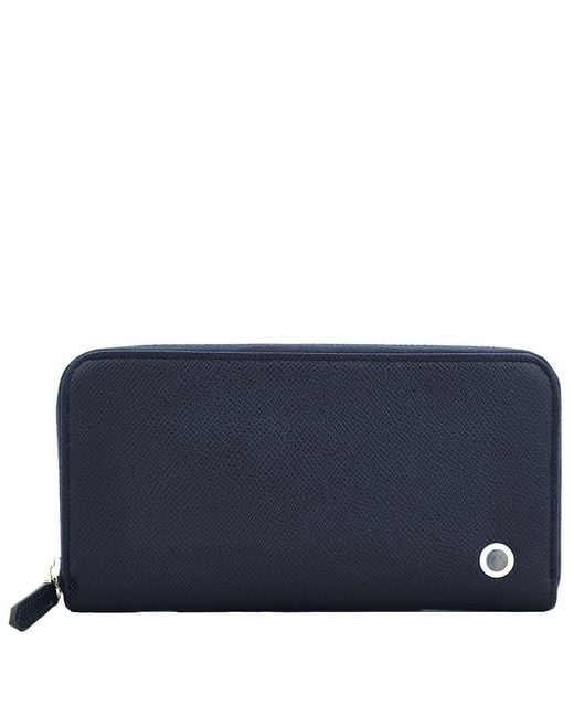 BVLGARI Blue Leather Zip Wallet for men