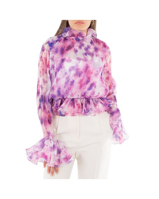 ROTATE BIRGER CHRISTENSEN Purple Chiffon Ruffle Top, Brand Size 38 (Us
