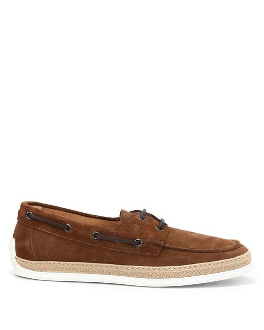 Tod's Brown Gomma Braided Jute Suede Loafers for men