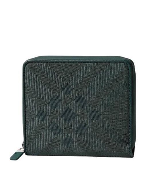 Burberry Green Vine Check Medium Zip Wallet for men