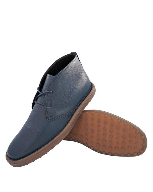 Tod's Blue Leather Desert Boots for men