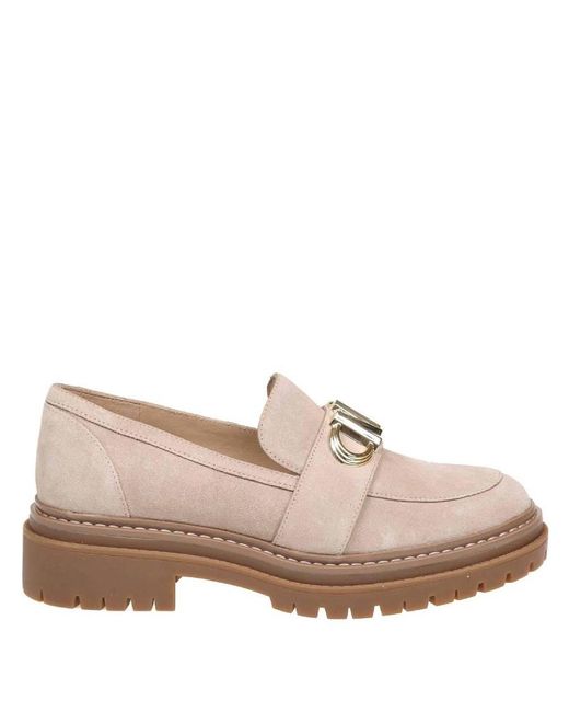 Michael Kors Pink Parker Logo-Plaque Suede Loafers, Brand Us