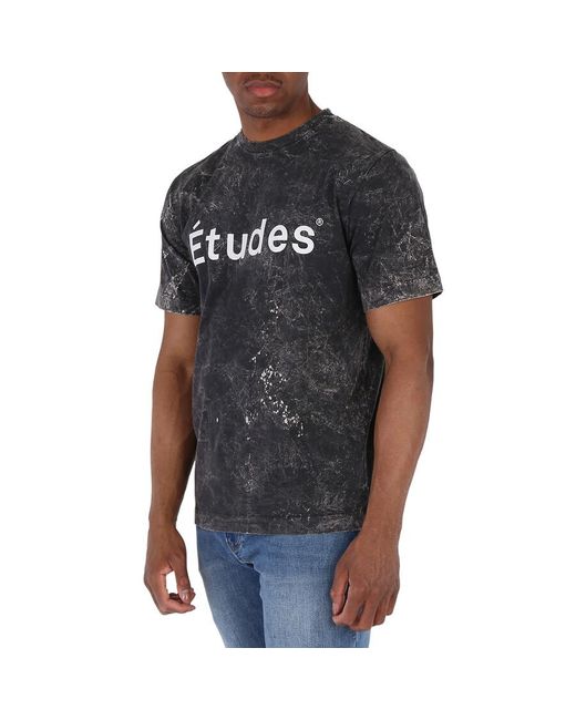 Etudes Studio Black Bleached Logo-print Organic Cotton T-shirt for men