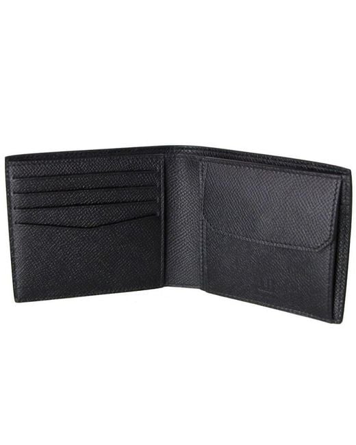Dunhill Black Cadogan 4Cc Coin Purse Billfold Leather Wallet for men