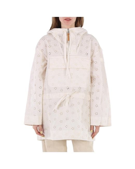 Moncler Multicolor Ladies Natural Asnen Broderie Anglaise Jacket, Brand Size 2 (Medium)