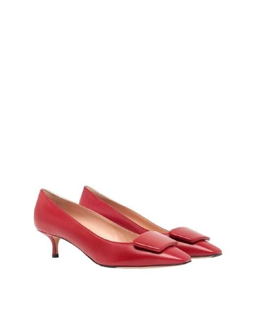 Bally Red Claudie 45 Leather Pumps, Brand Size 35 Us