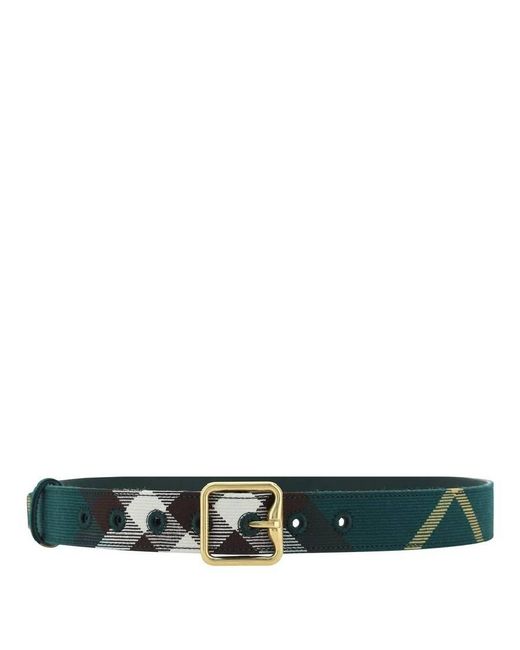 Burberry Green Square Buckle Check-Pattern Belt for men
