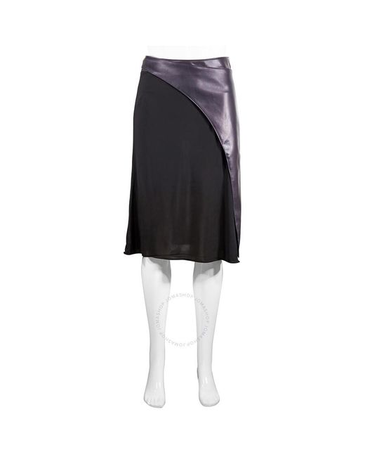 Atlein Black Mixed Jersey Bias Cut Midi Skirt