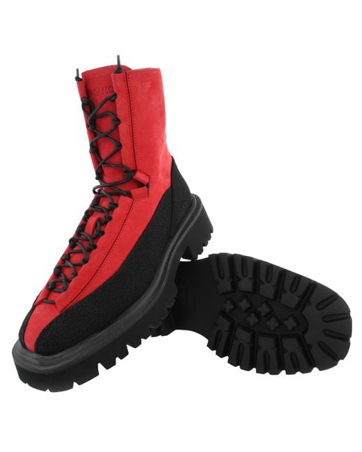 Ferragamo Red Ferragamo Atlante Hybrid Combat Boots, Size 7