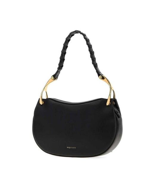 McQueen Black Wishbone Shoulder Bag
