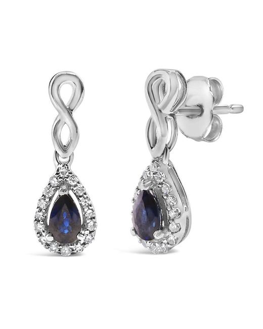 Haus of Brilliance Blue 10K Pear Cut Sapphire And 1/7 Cttw Diamond Infinity Drop And Dangle Earrings for men