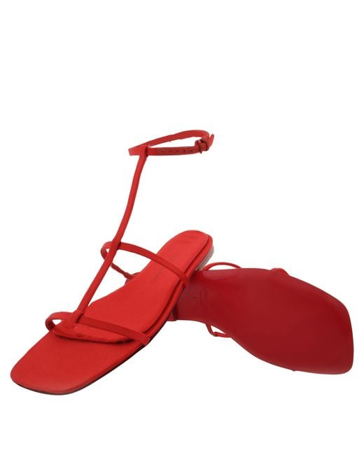 Ferragamo Red Aglalia Ankle Strap Flat Sandals
