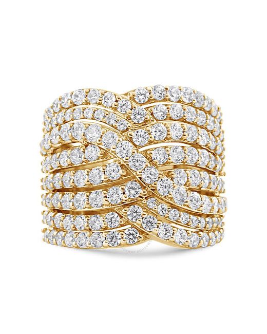 Haus of Brilliance Natural 10K 3.0 Cttw Diamond Eight-Row Bypass Crossover Statement Band Ring
