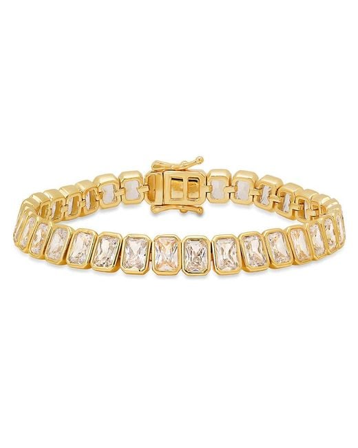 Kylie Harper Metallic 14K Over Bezel-Set Emerald-Cut Cz Tennis Bracelet for men