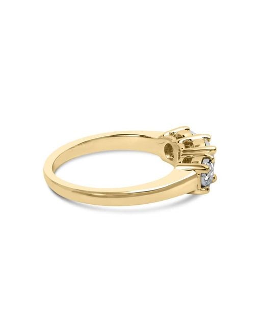 Haus of Brilliance White 10K 1/2 Cttw Miracle Set Round Diamond Three Stone Illusion Plate Ring
