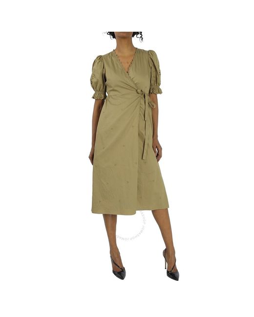 COACH Green Broderie Anglaise Wrap Dress