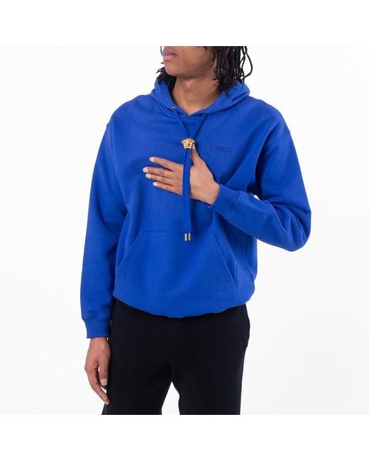 Versace Blue La Medusa Cotton Hoodie for men