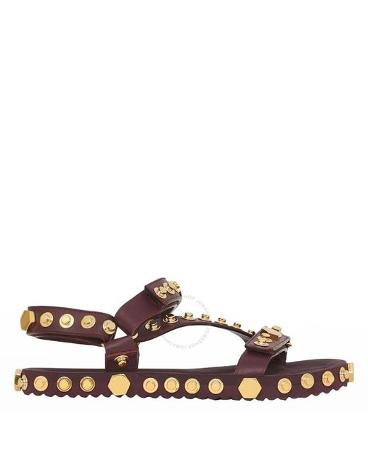 Burberry Brown Deep Maroon Patterson Studded S