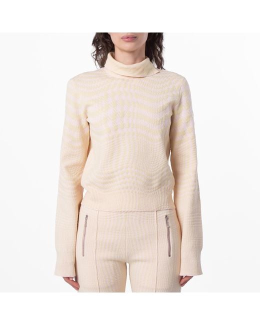 Burberry Natural Warped Houndstooth Turtleneck Sweater for men