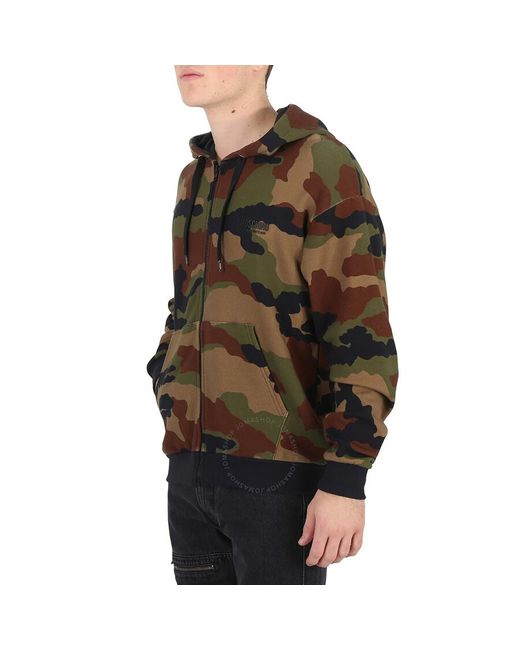 Moschino Brown Camouflage Cotton Zip-up Hoodie for men