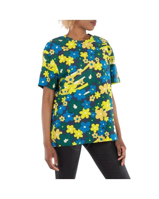 Marni Blue Multicolor Flower Print T-shirt