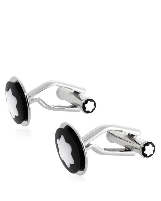 Montblanc Black Round Mother Of Pearl Cufflinks