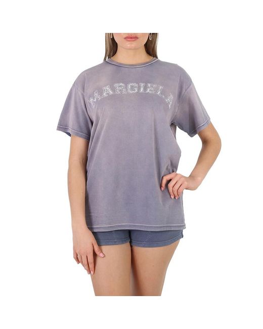 Maison Margiela Purple Logo Cotton Jersey Crewneck T-shirt
