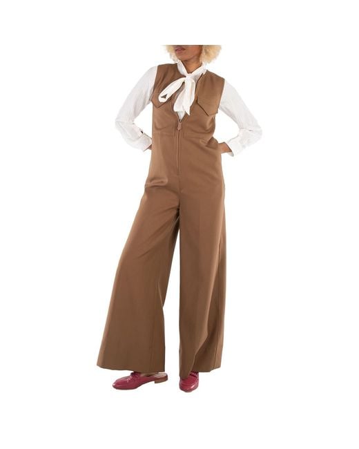 Burberry Brown Ladies Warm Walnut Neave Wool Jumpsuit, Brand Size 4 (Us