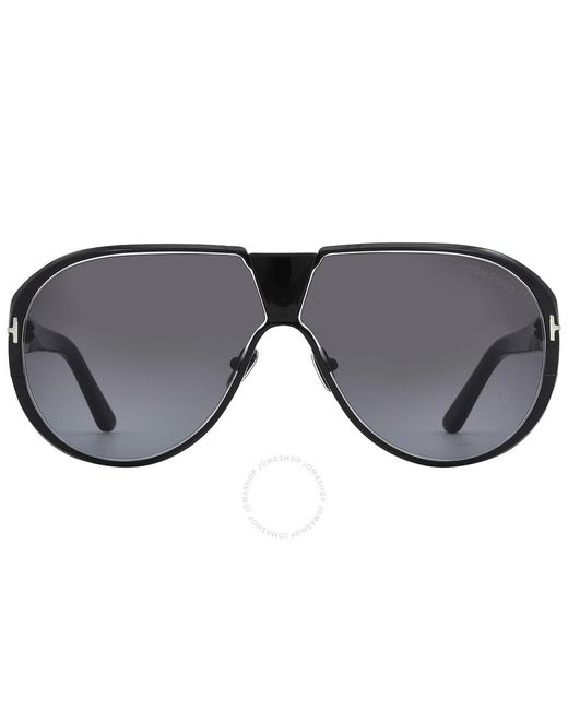 Tom Ford Black Vincenzo Smoke Gradient Pilot Sunglasses Ft1072 01b 64 for men