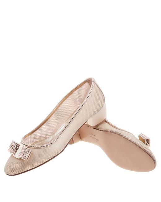 Ferragamo Natural Vara Bow Mesh Pumps