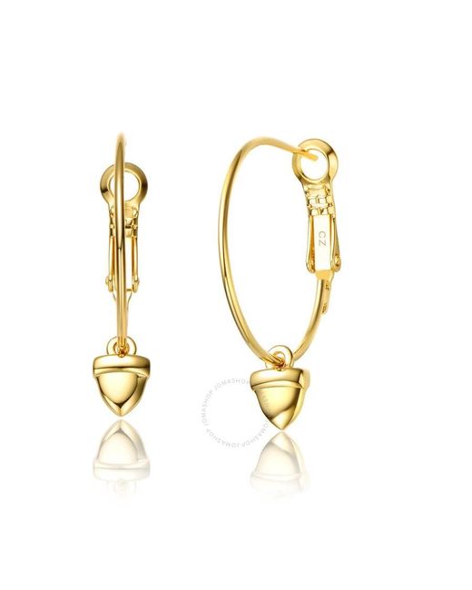 Rachel Glauber Metallic 14k Gold Plated Cubic Zirconia Heart Hoop Earrings