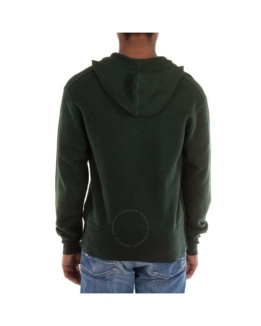 Burberry Green Wool Half-Zip Hoodie for men