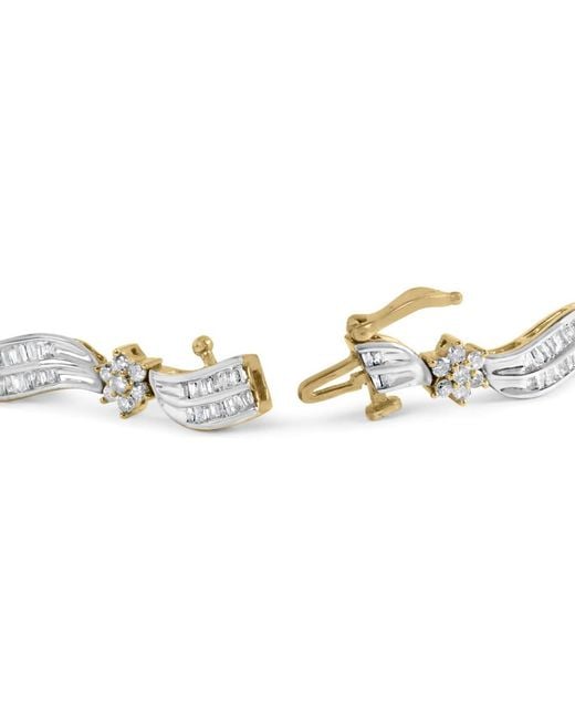 Haus of Brilliance Metallic 10K And 3.00 Cttw Diamond Cluster And Wave Link Bracelet (I-J Color, I1-I2 Clarity)