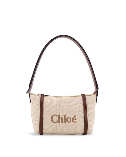 Chloé Pink Chlo Chlo Carry Canvas Shoulder Bag With Logo Embroidery