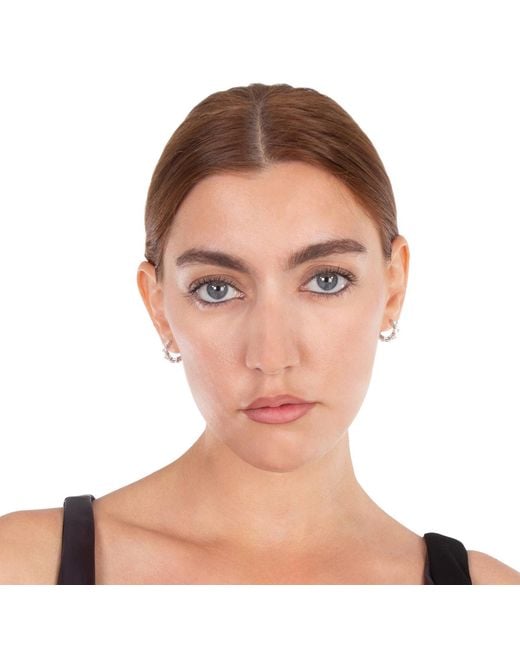 Swarovski Metallic Ortyx Pierced Earrings Mini Hoop Triangle Rhodium Shiny
