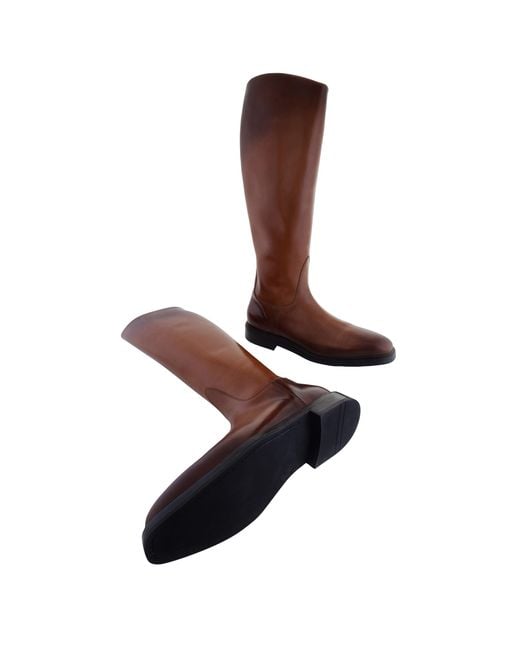 Ferragamo Brown Fluid Leather Riding Boots for men