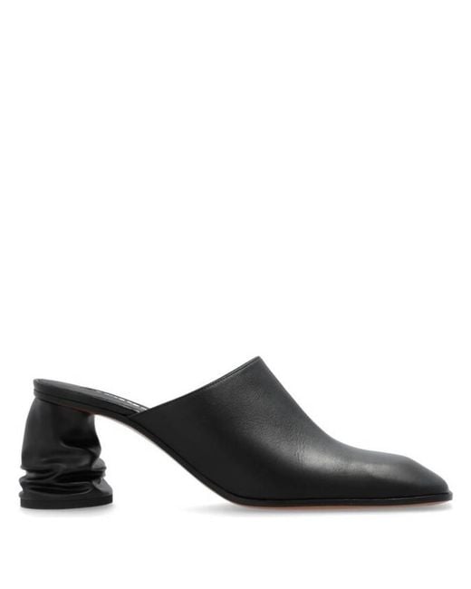 McQueen Black Ladies Crush Mules, Brand Size 36 Us