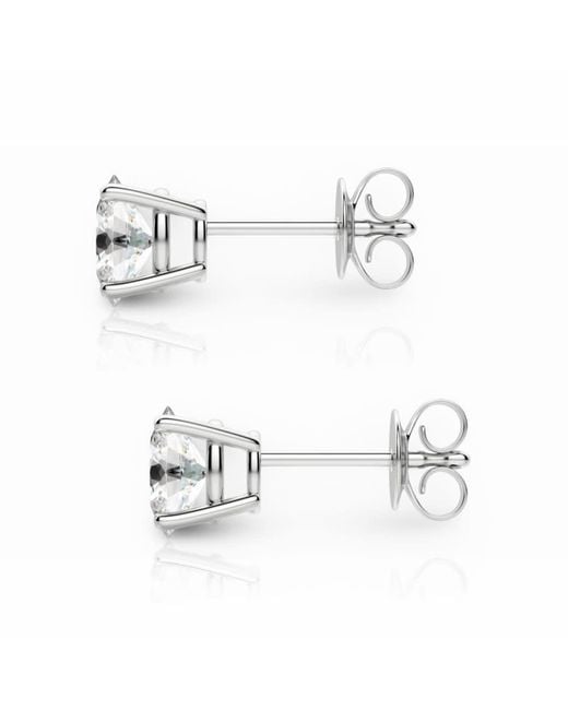 Tresorra White 14K Oval Cut Earth Mined Diamond Stud Earrings