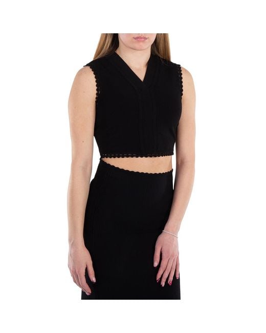 Victoria Beckham Black Scallop Trim Tank Top