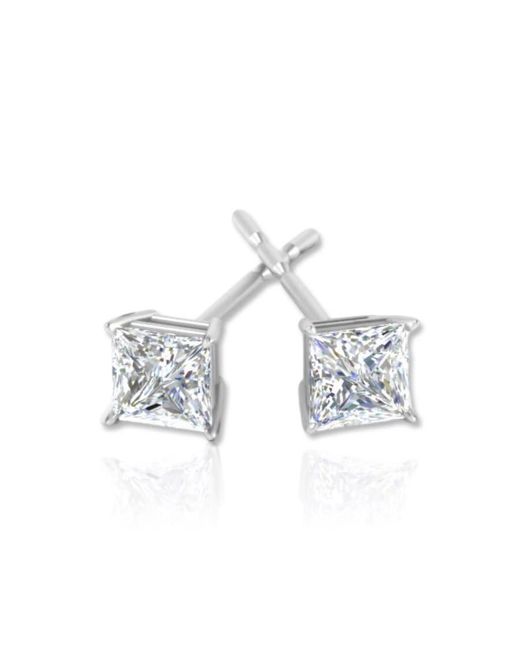 Tresorra Metallic 14K Princess Cut Earth Mined Diamond Stud Earrings