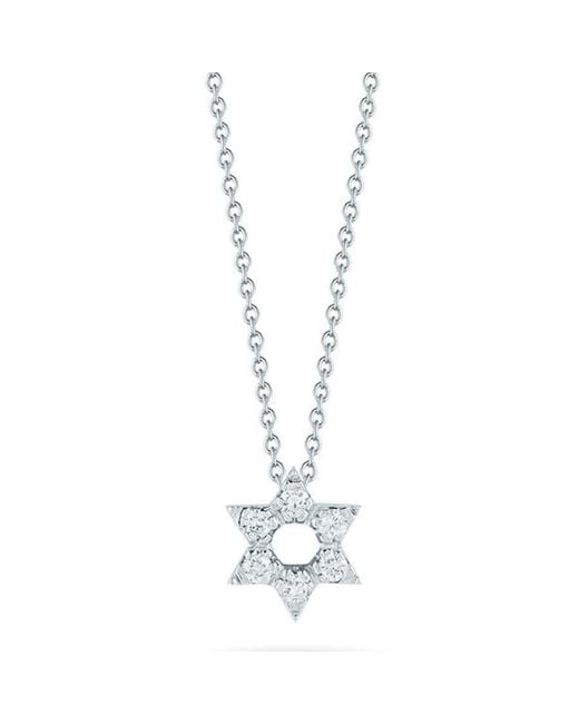 Roberto Coin Metallic 18k White Gold Tiny Treasures Diamond Star Of David Necklace for men