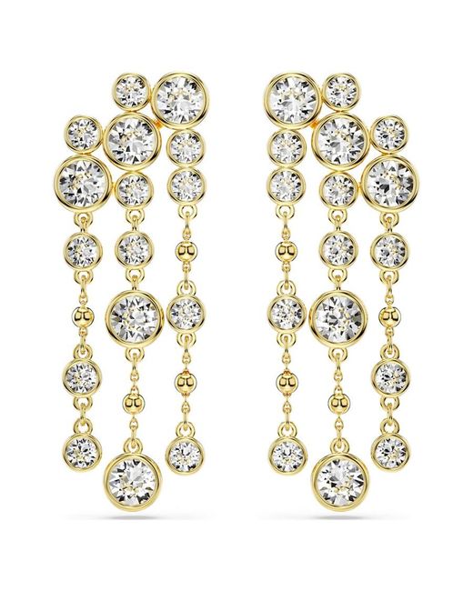 Swarovski Metallic Imber Drop Earrings, Round Cut, Chandelier, 18K Finish