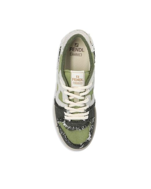 Fendi Green Match Denim Low-Top Sneakers, Brand Size 6 Us for men